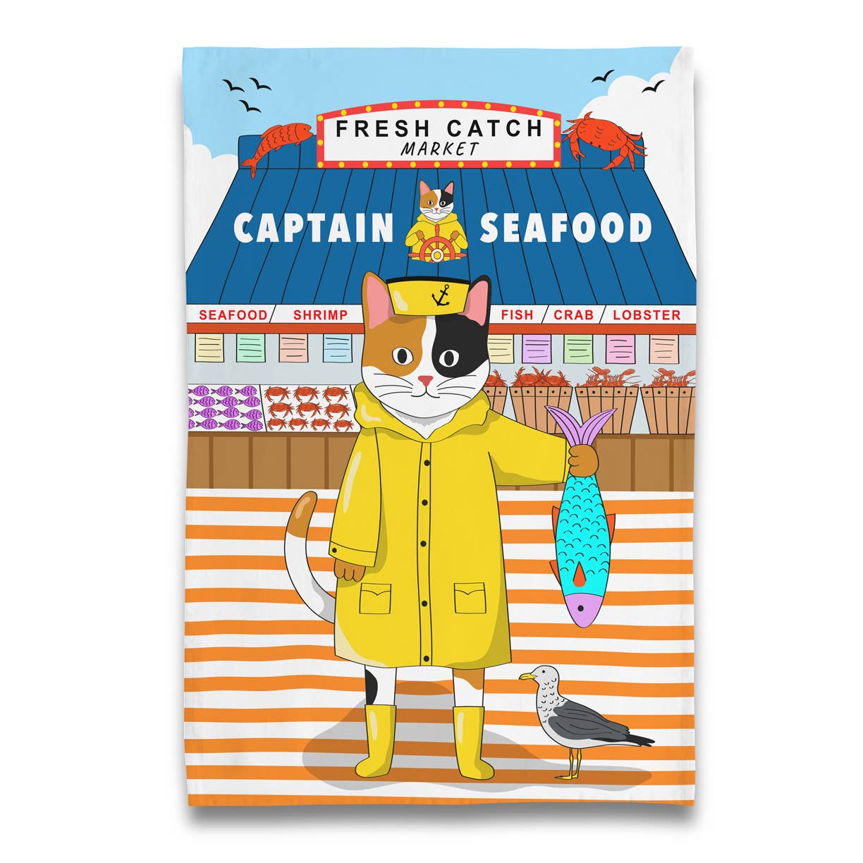Captain Seafood Tea Towel