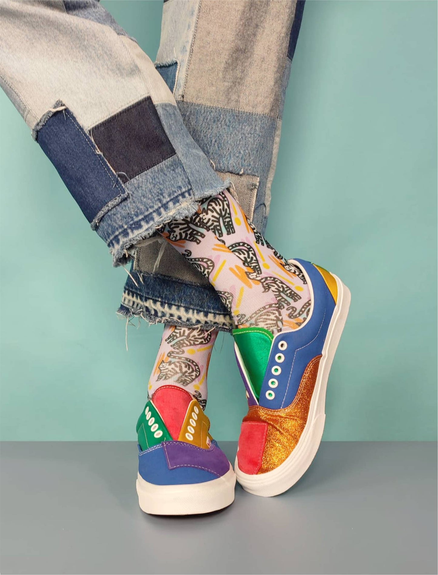 Purple WOW Cat Socks