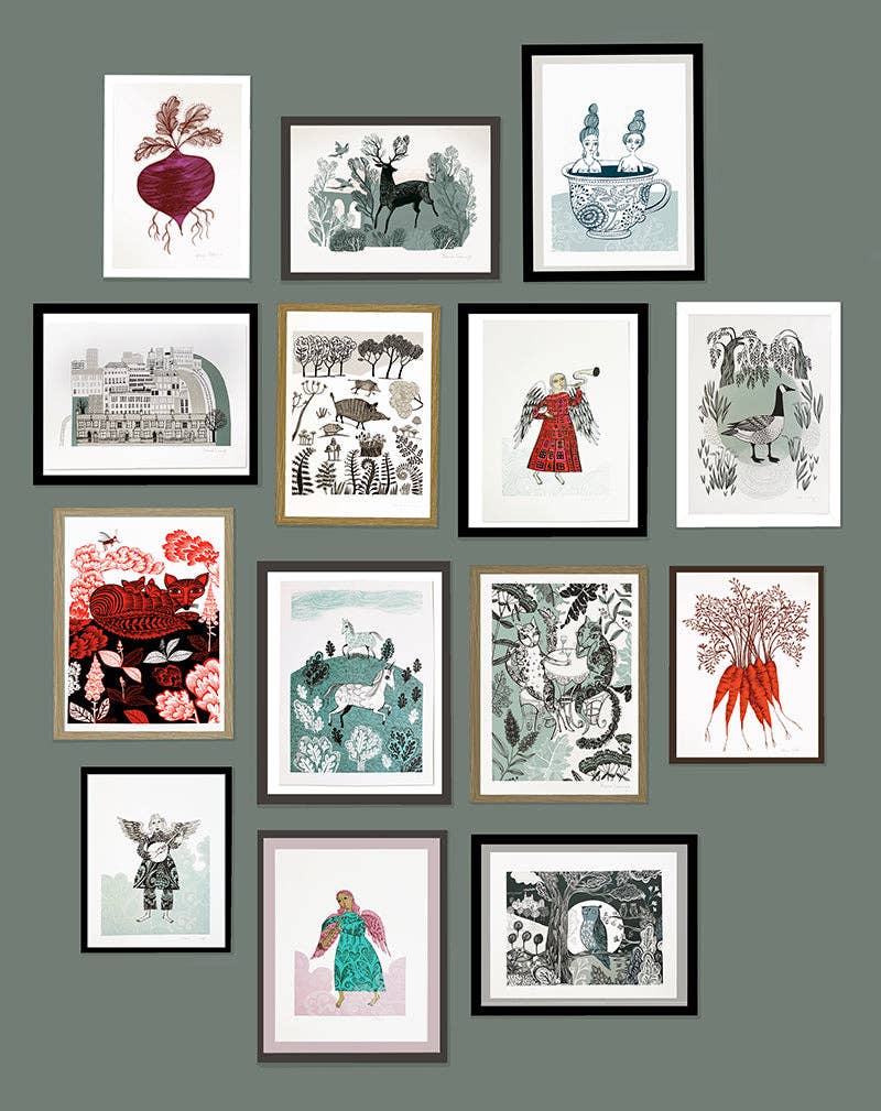 Elegant Cats Wine Garden Art Print