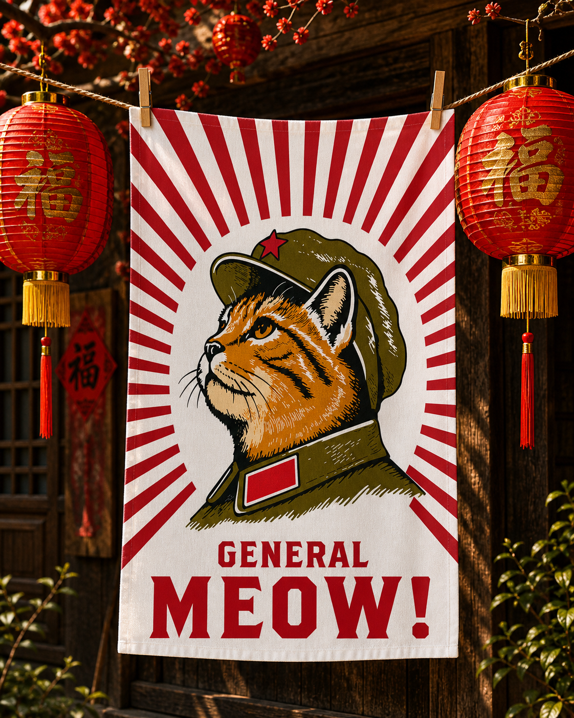 Orange Tabby Cat - Propaganda GENERAL MOEW Tea Towel