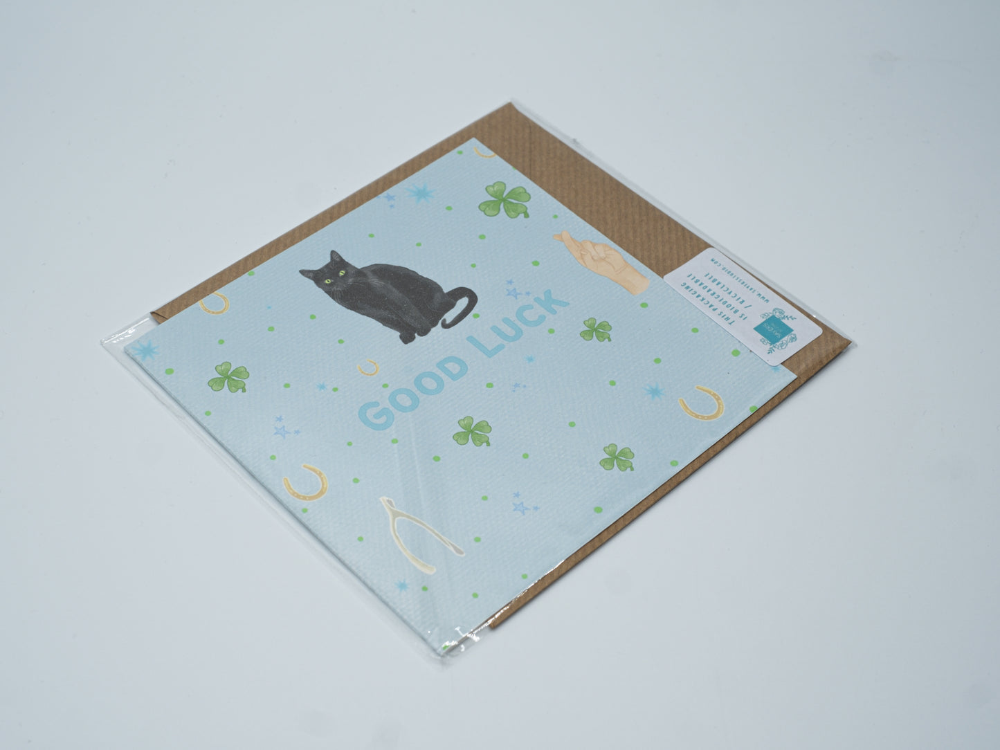 Black Cat Good Luck Greetings Card