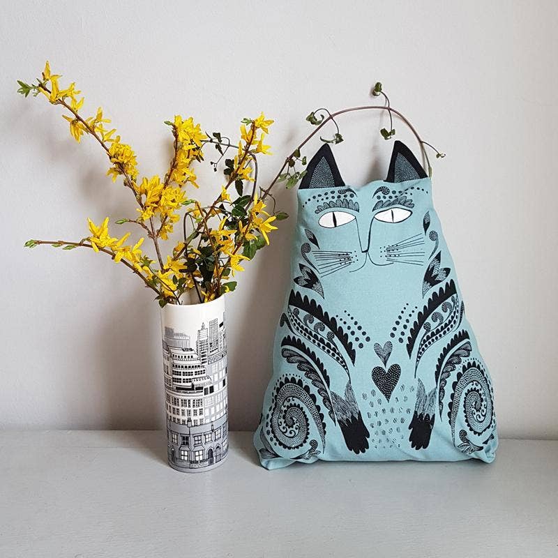 Blue Kitty Cushion Cover
