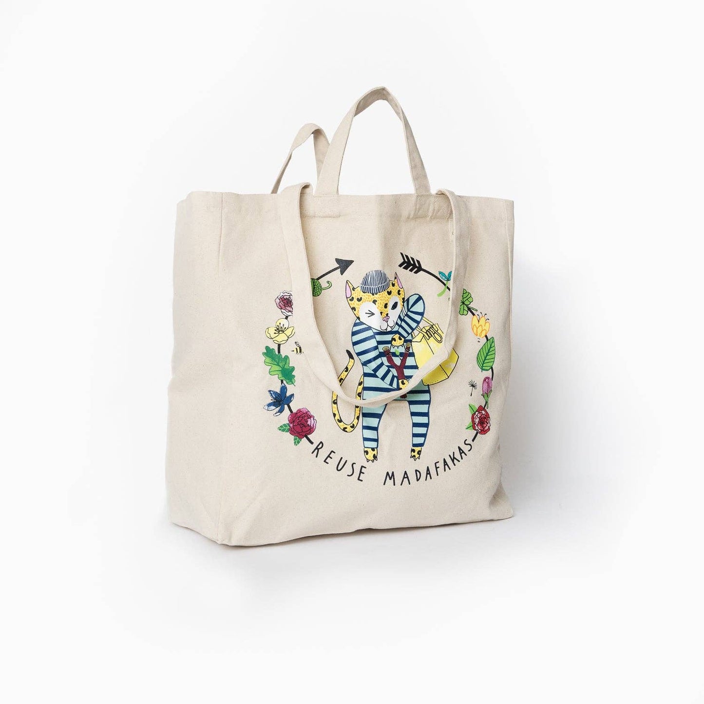 Cream Organic Cloth - 'Reuse Madafakas' - Shopping Tote