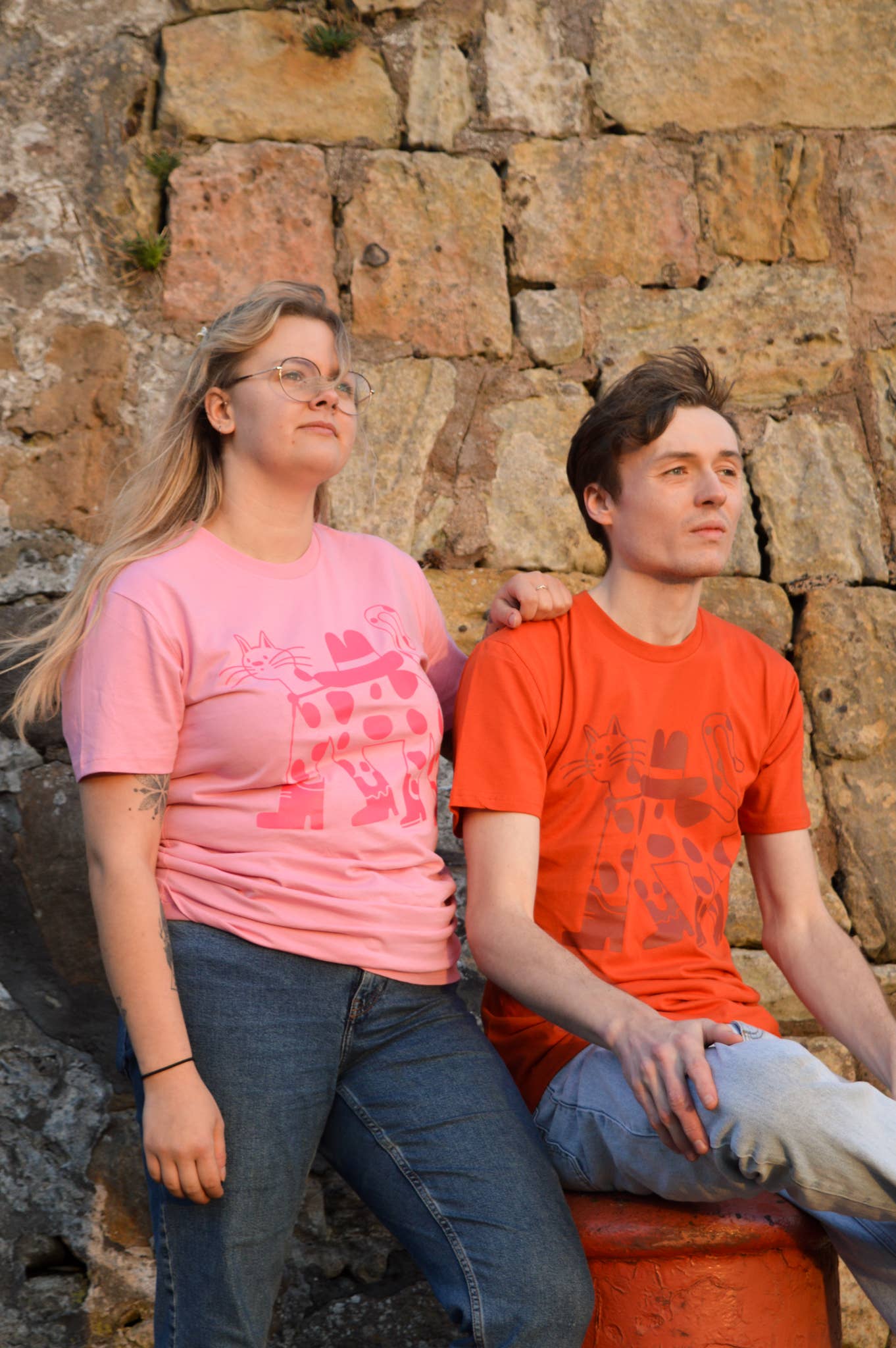 Cowboy Cat T-shirt - Autumn Colour