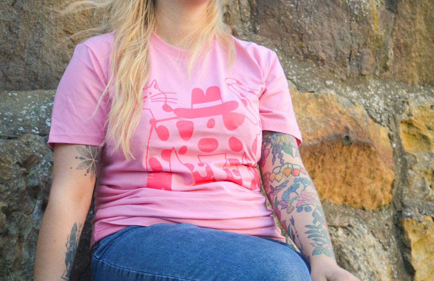 Cowboy Cat T-shirt - Bubblegum Colour