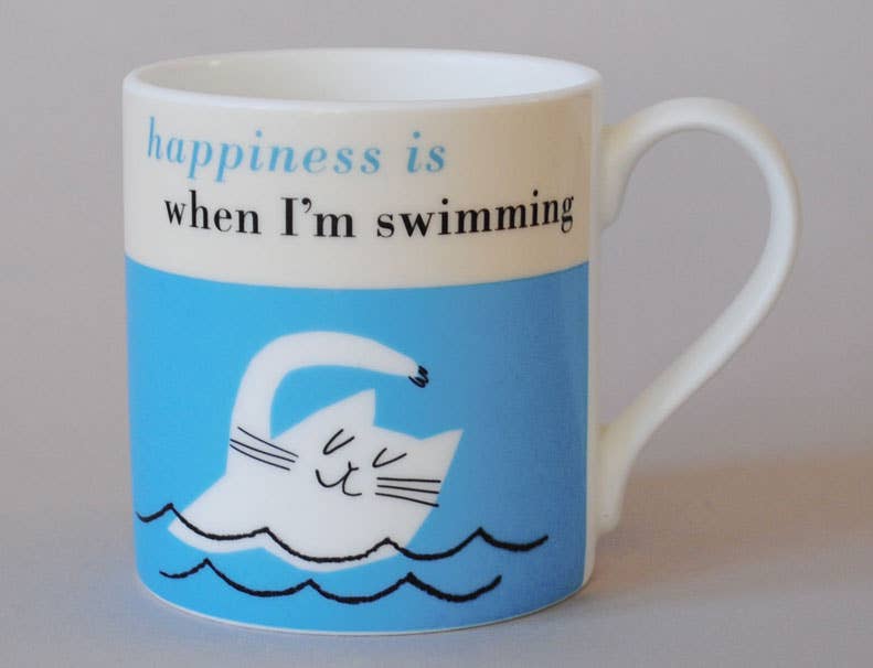 Happiness Is When I'm Swimming - Bone China Mug