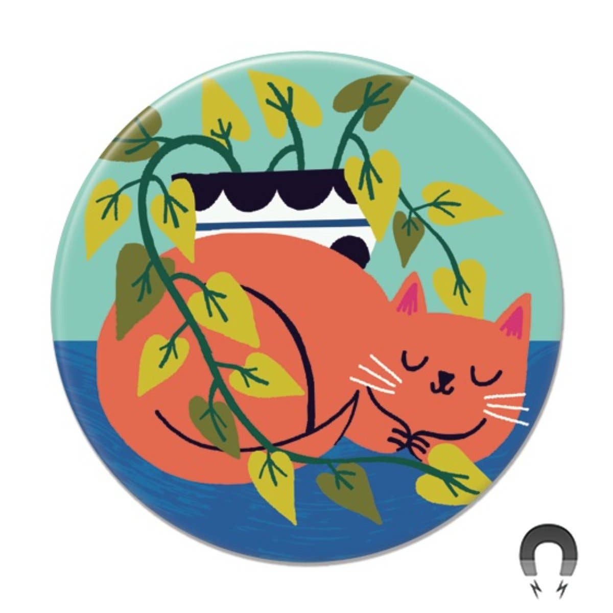 Orange Cat Sleeping Fridge Magnet