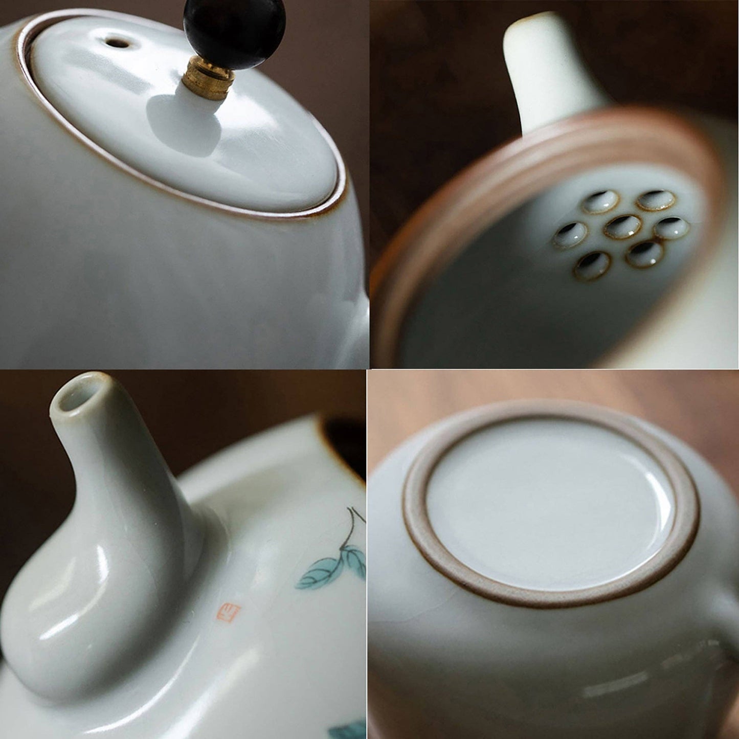 Ru porcelain teapot with hand-drawn cat pattern