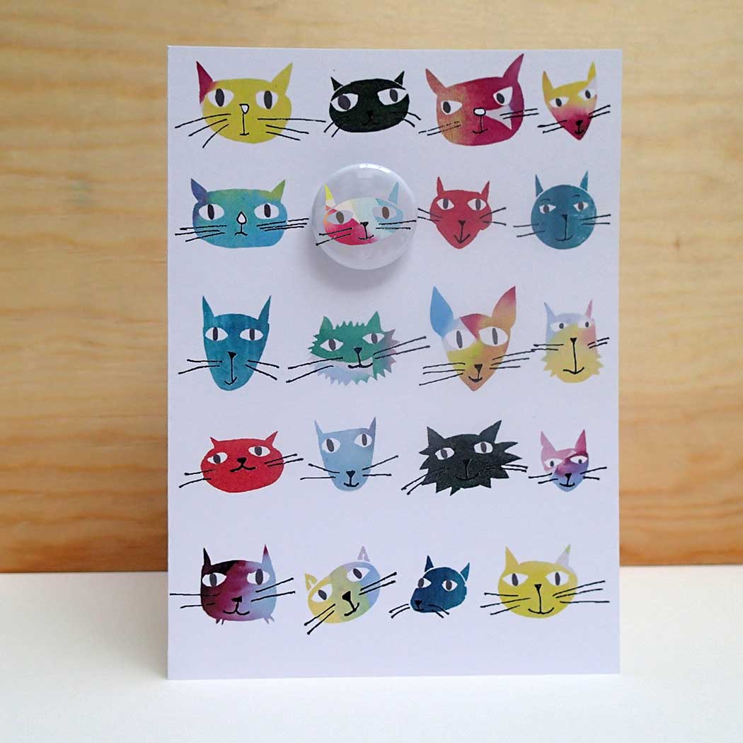 Cats Pick n Mix Greeting Card With Badge