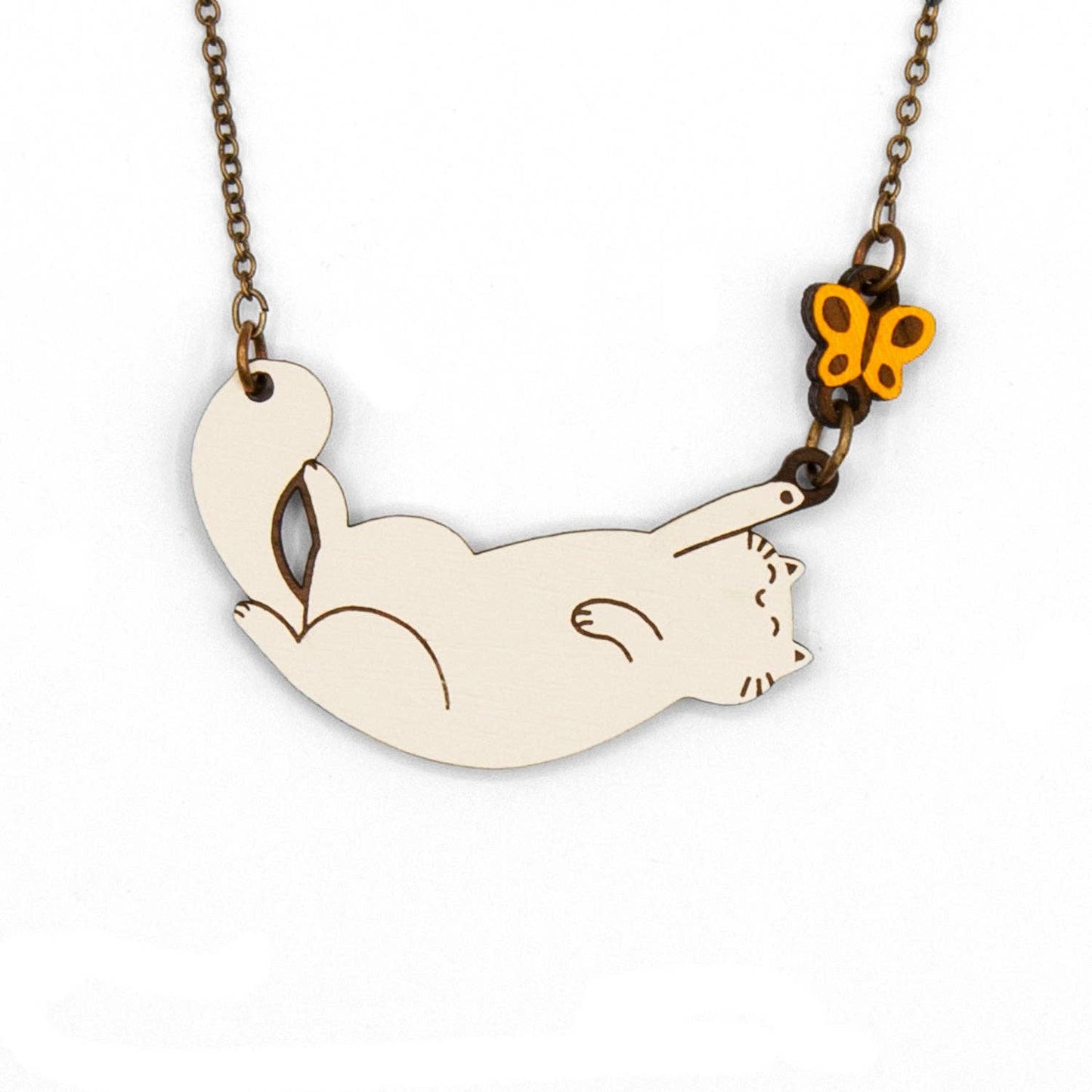 Cat Necklace with a butterfly