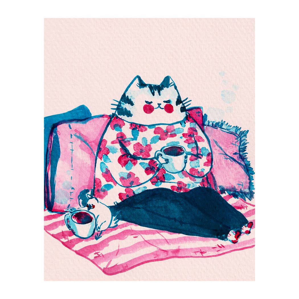 Print - "Coffee with Nice Cat"