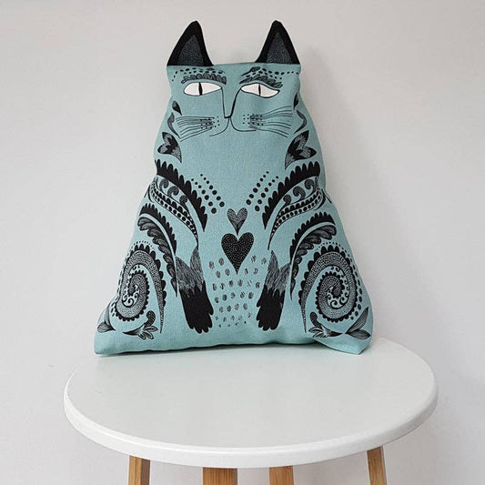 Blue Kitty Cushion Cover