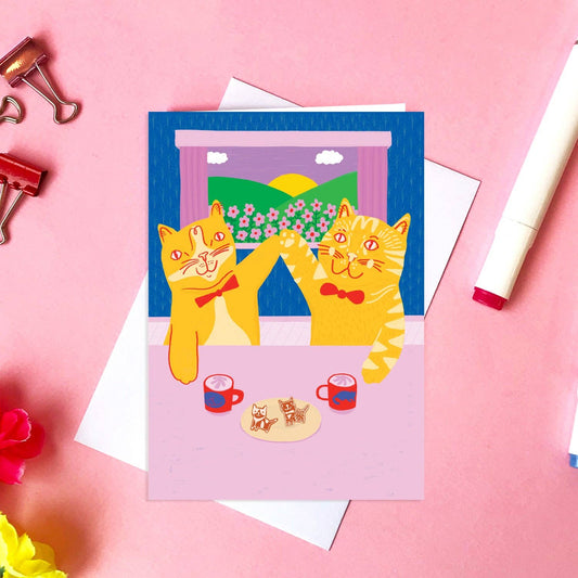 Cats High Five - Greeting Card
