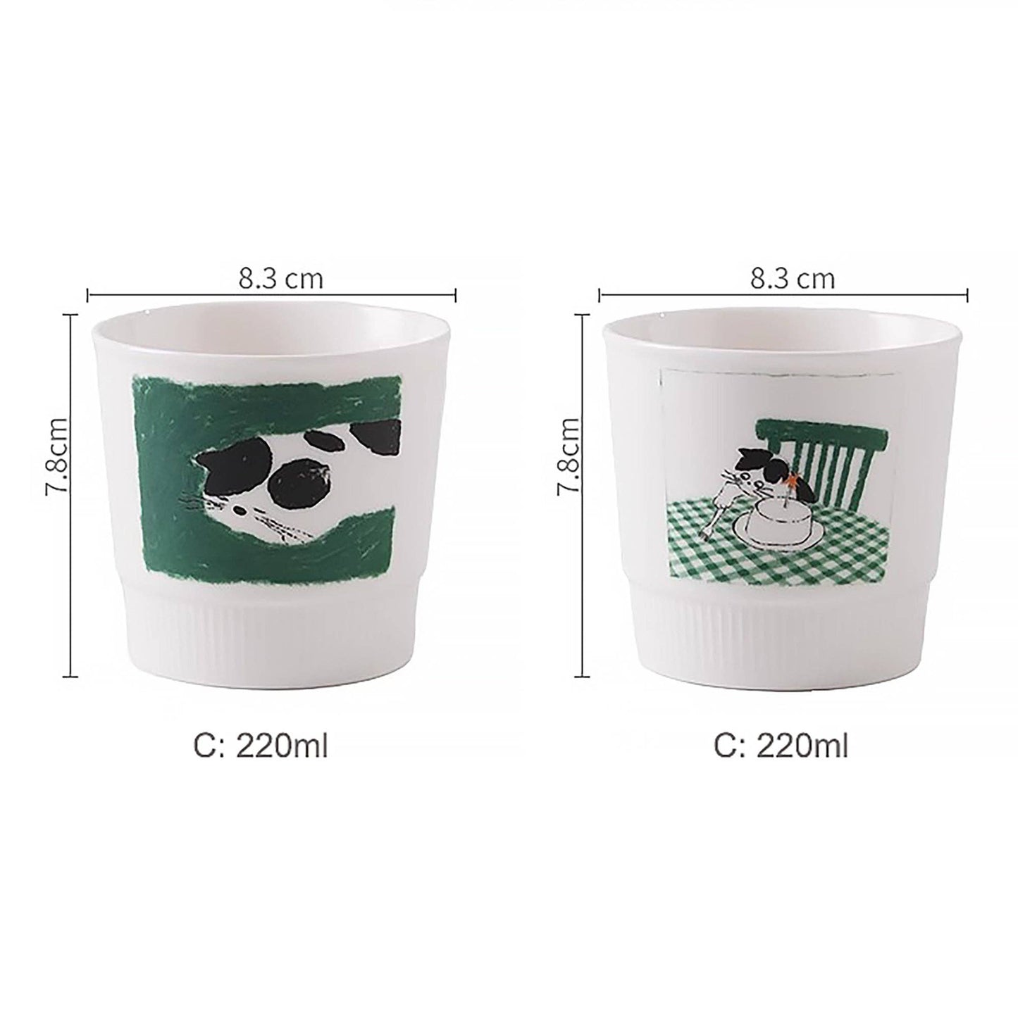 Ceramic mug set with cute cat designs