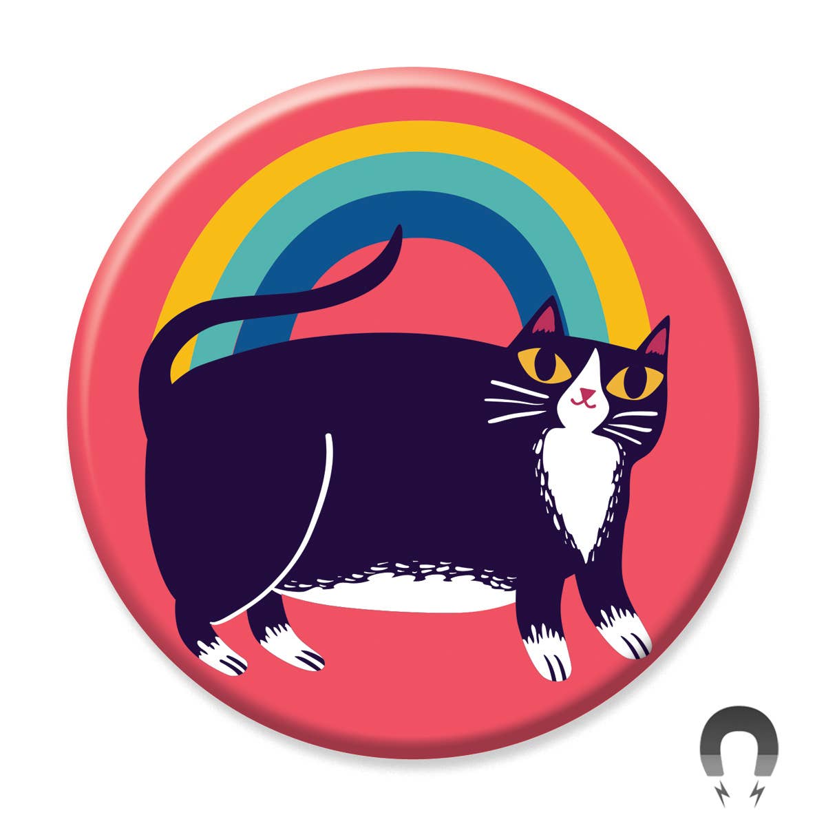 Rainbow Tuxedo Cat Fridge Magnet