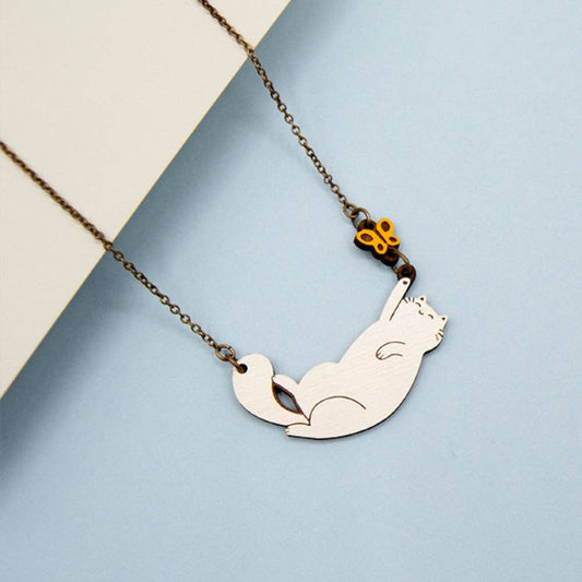 Cat Necklace with a butterfly