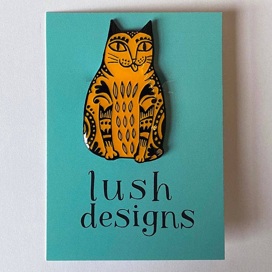 Sitting Kitty Pin Badge on Backing Card