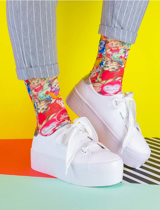 Retro Love Socks. Be my Valentine