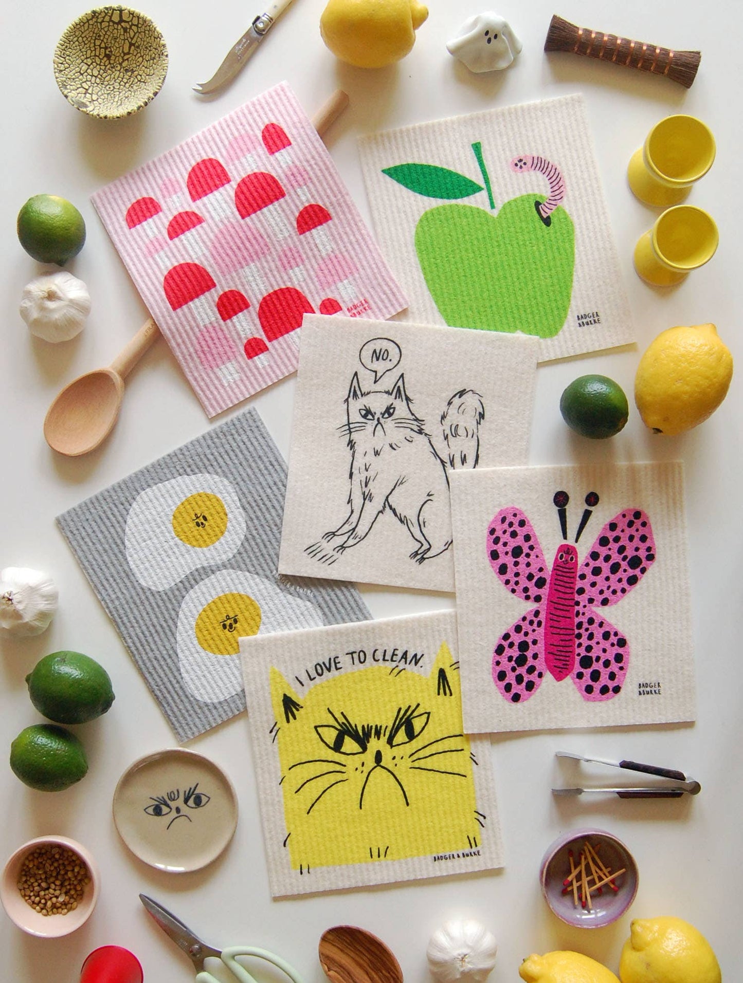 "I Love to Clean" Sponge Cloth / Swedish Dishcloth