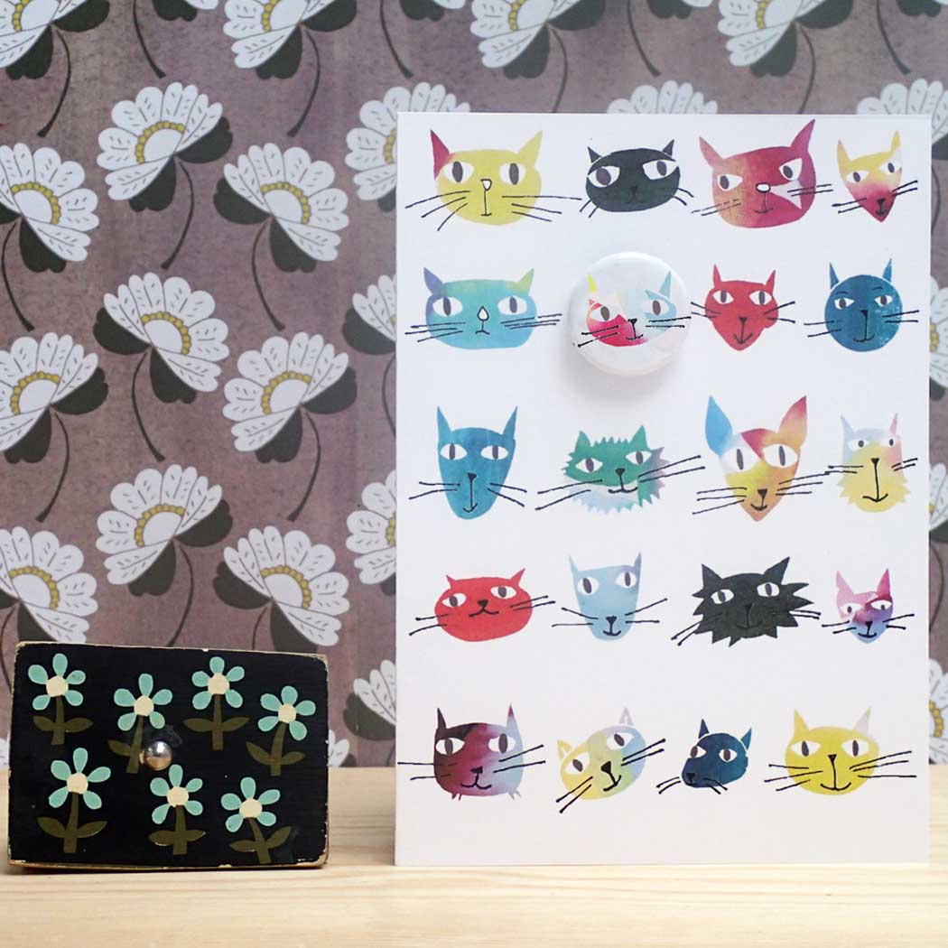Cats Pick n Mix Greeting Card With Badge