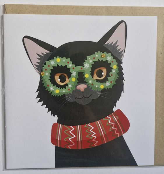 Christmas Wreath Glasses - Christmas Card