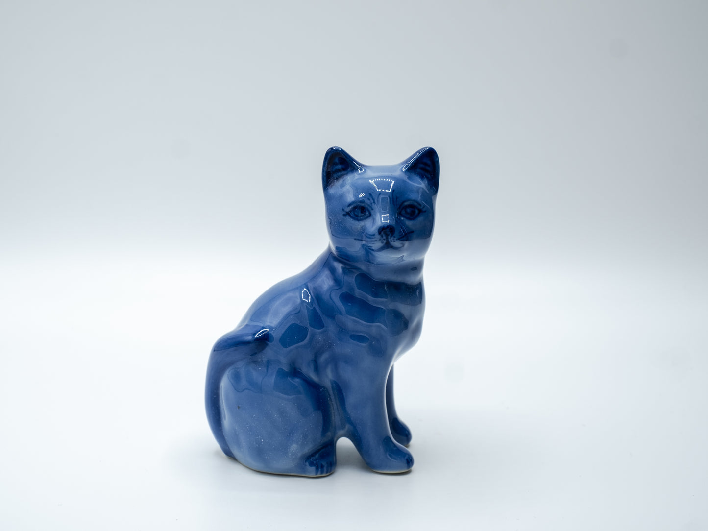 Vintage Cobalt Blue Cat Figurine