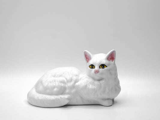 Vintage White Persian Porcelain Ceramic Cat