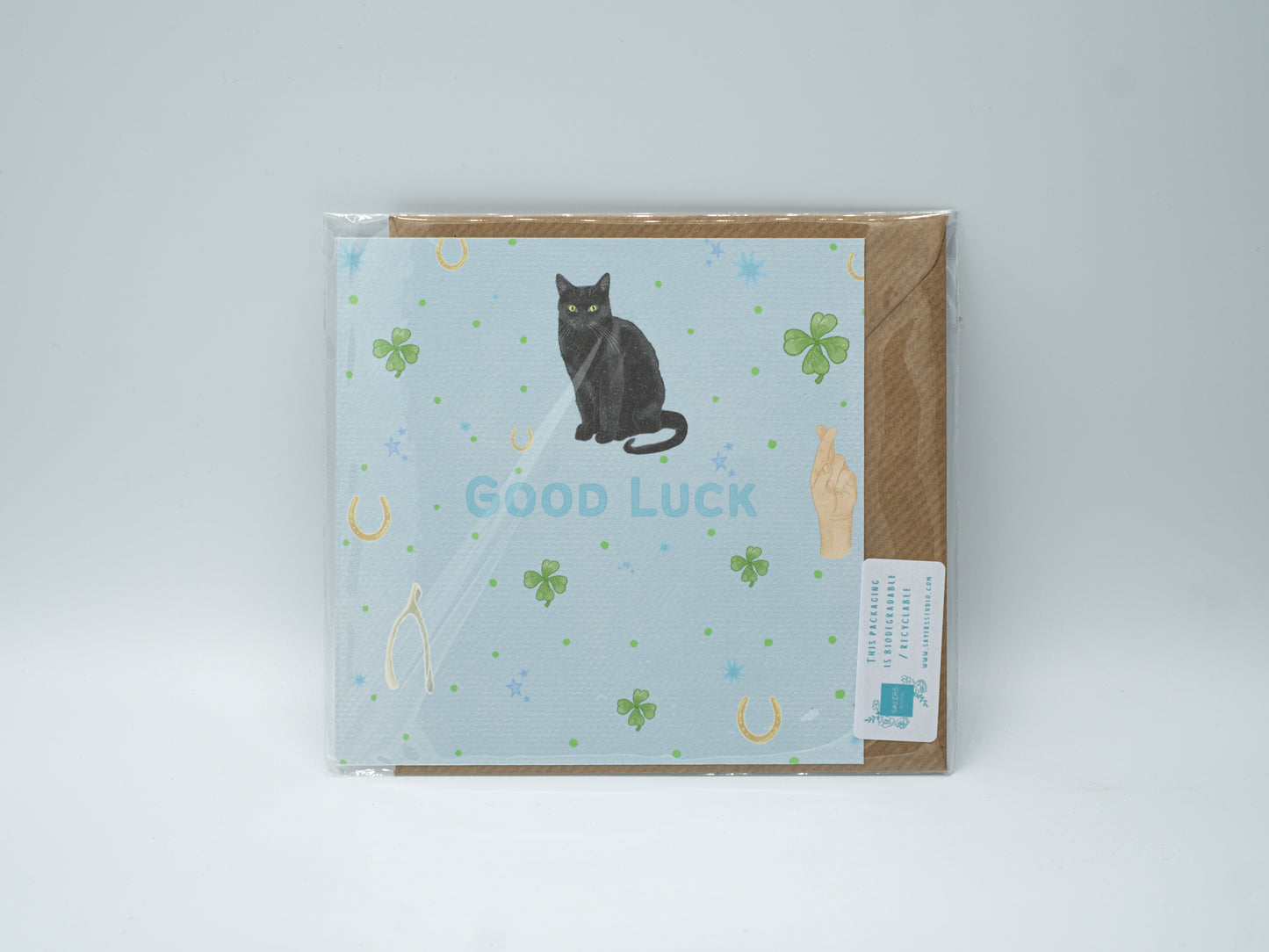 Black Cat Good Luck Greetings Card
