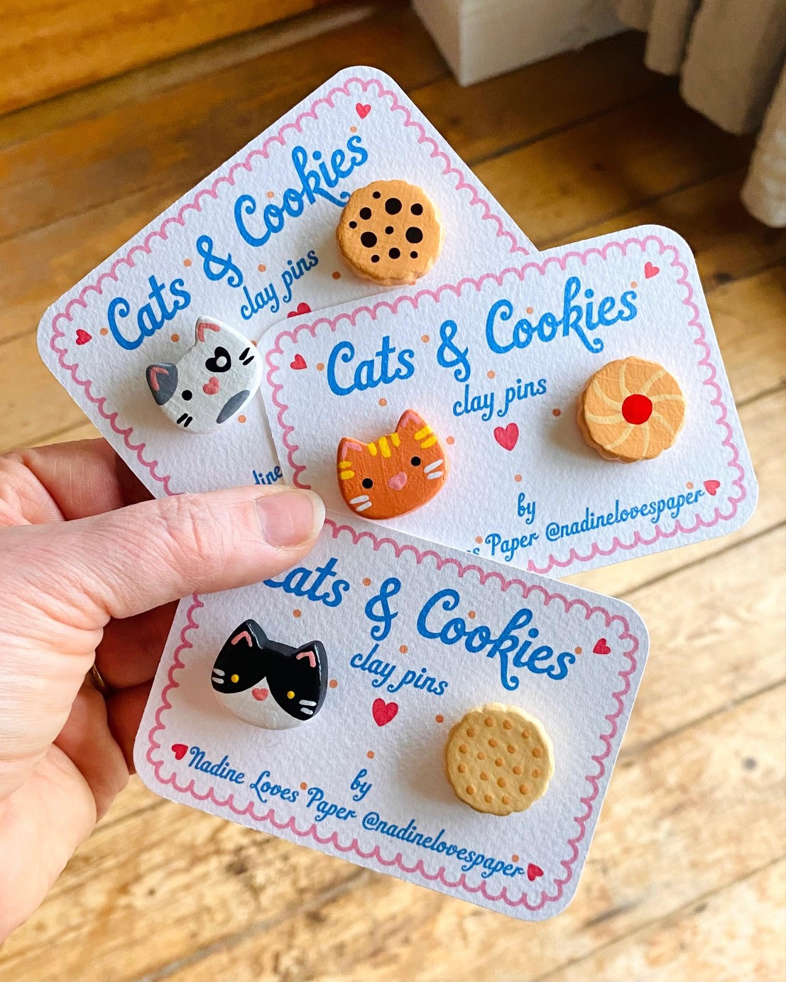 Cats and Cookies - Ginger Clay Pin