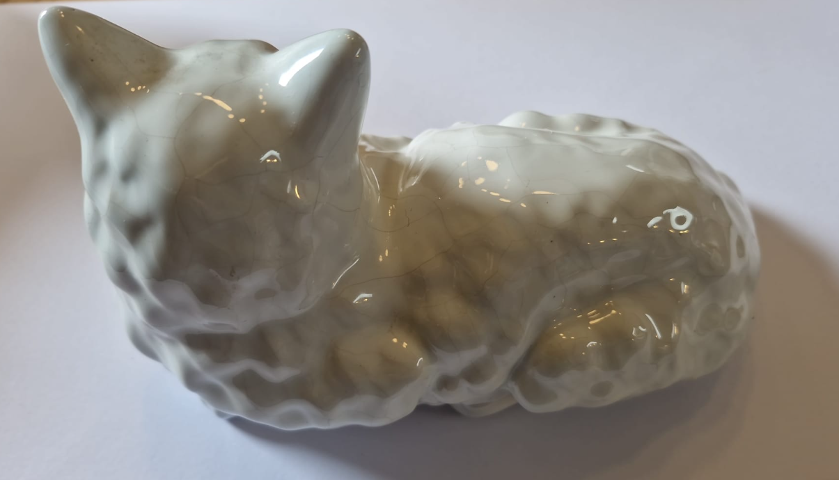 Vintage White Persian Porcelain Ceramic Cat
