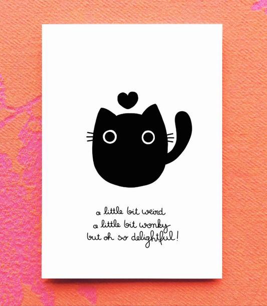 Wonky Cat Greeting Card