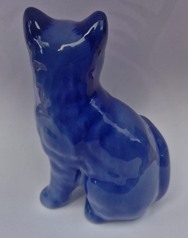 Vintage Cobalt Blue Cat Figurine