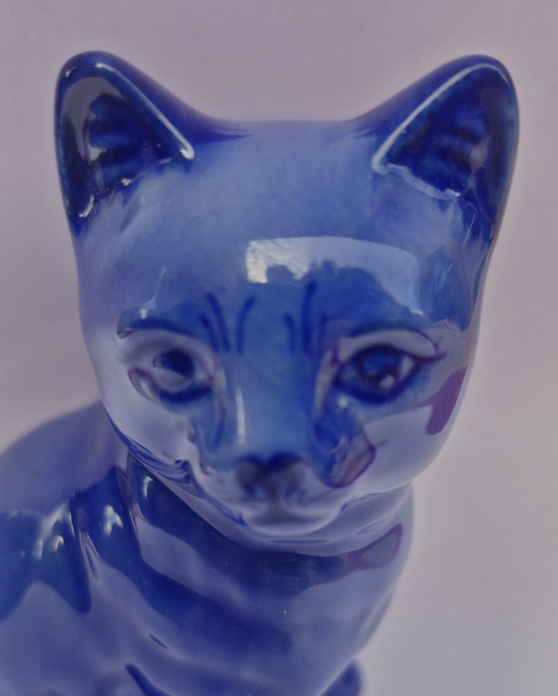 Vintage Cobalt Blue Cat Figurine
