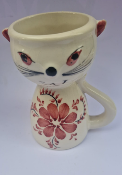 Vintage Portuguese Ceramic Cat Egg Cups