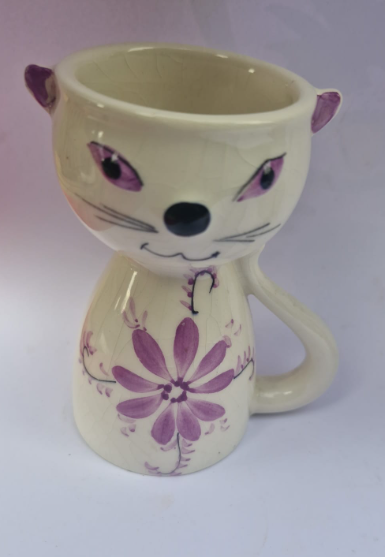 Vintage Portuguese Ceramic Cat Egg Cups