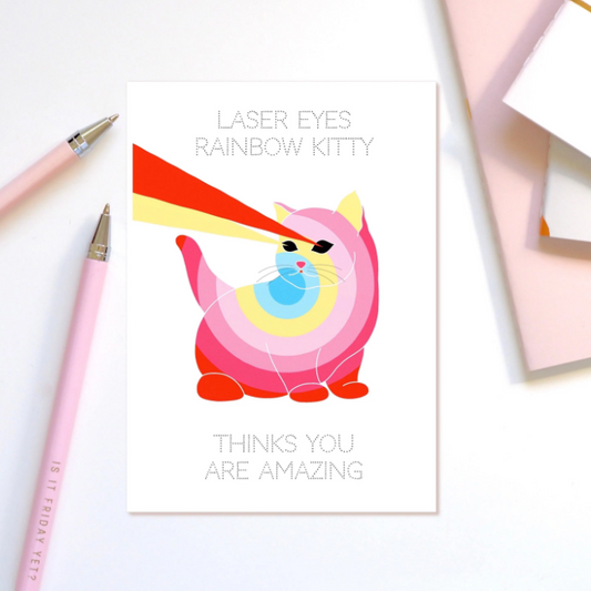 Laser Eyes Kitty - Birthday Greetings