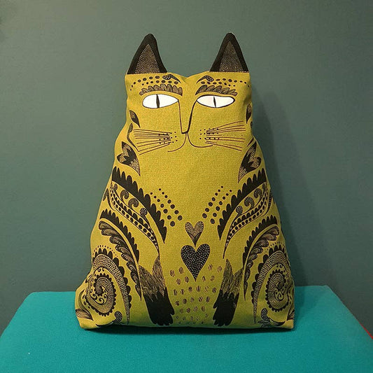 Chartreuse Kitty Cushion Cover