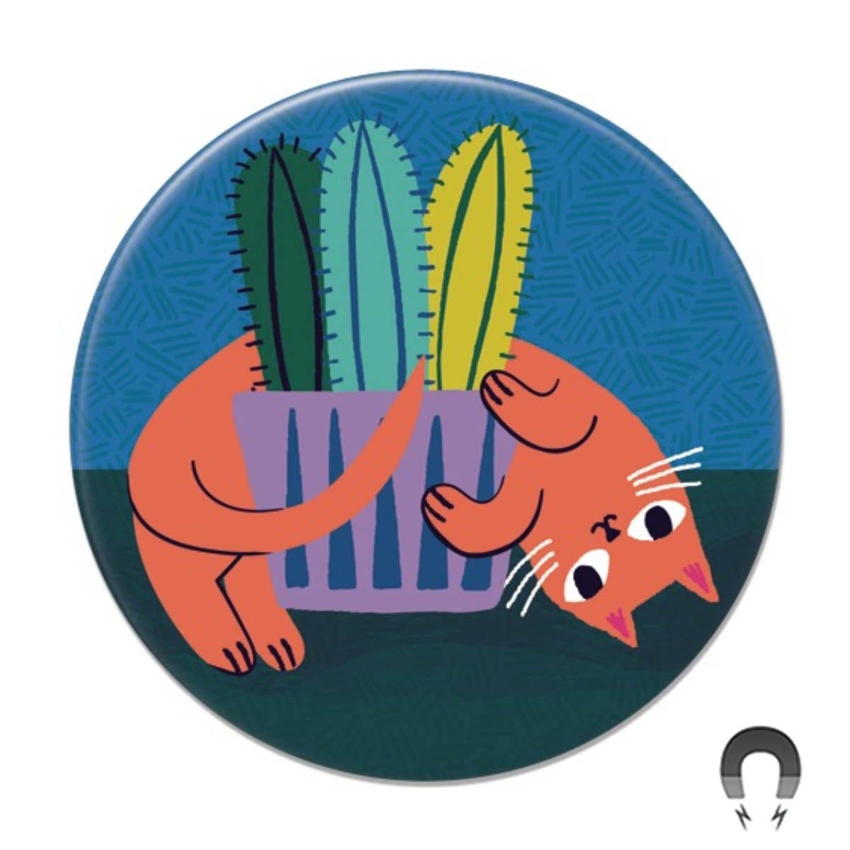 Orange Cat With Cactus Fridge Magnet