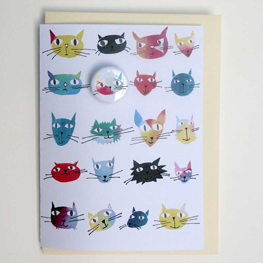 Cats Pick n Mix Greeting Card With Badge