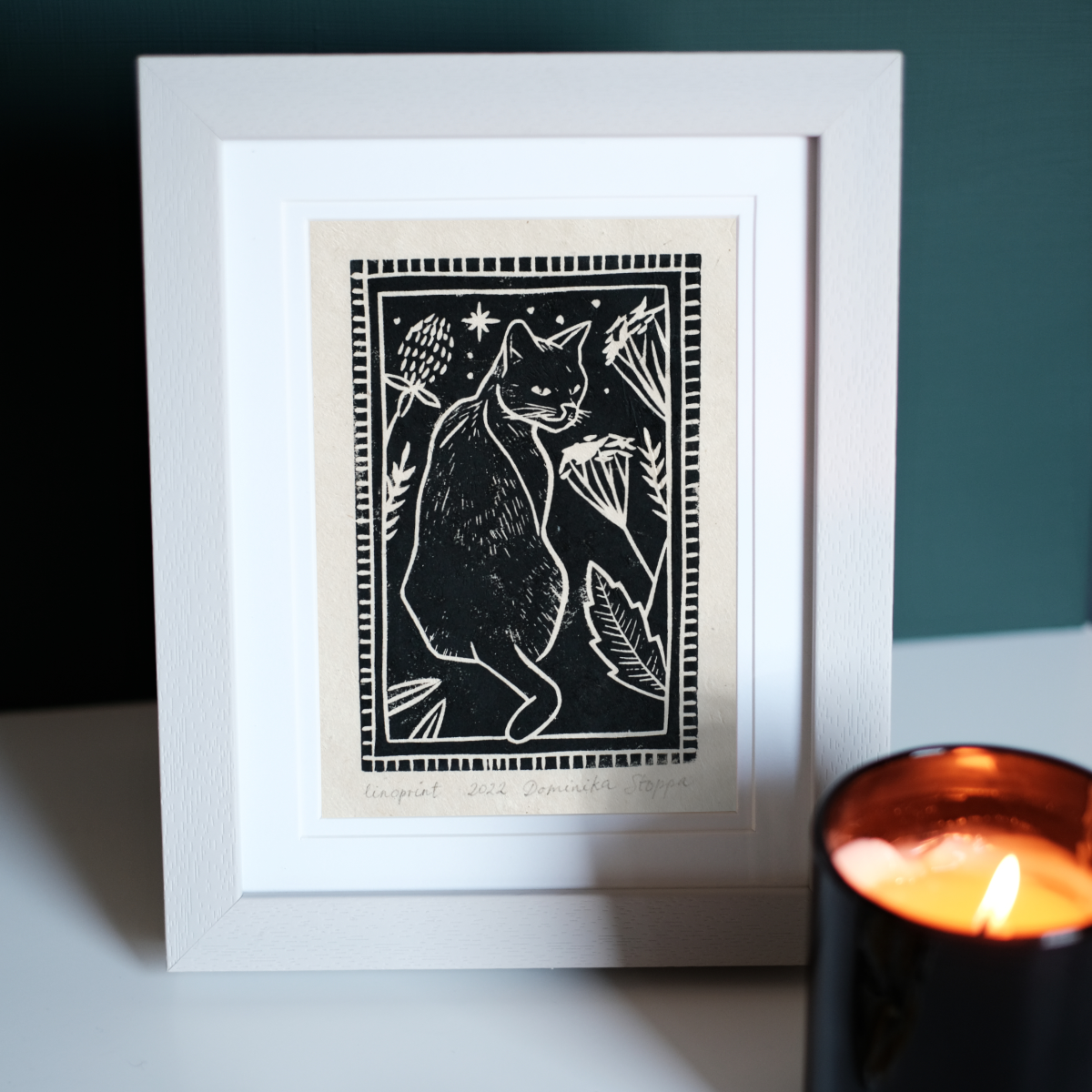 Black Cat - Linocut Print