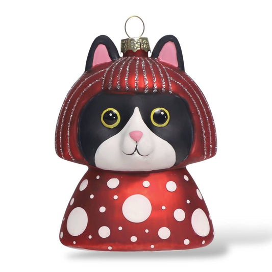 Yayoi Kusameow Kusama - Tuxedo Cat Ornament 