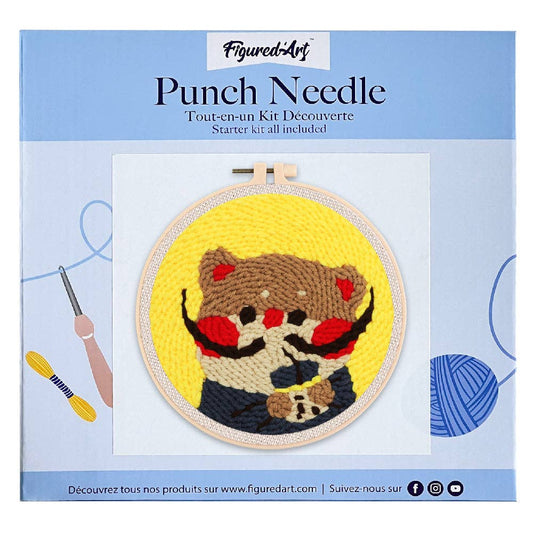 Punch Needle Kit - Kitty Dali with Bubble Tea