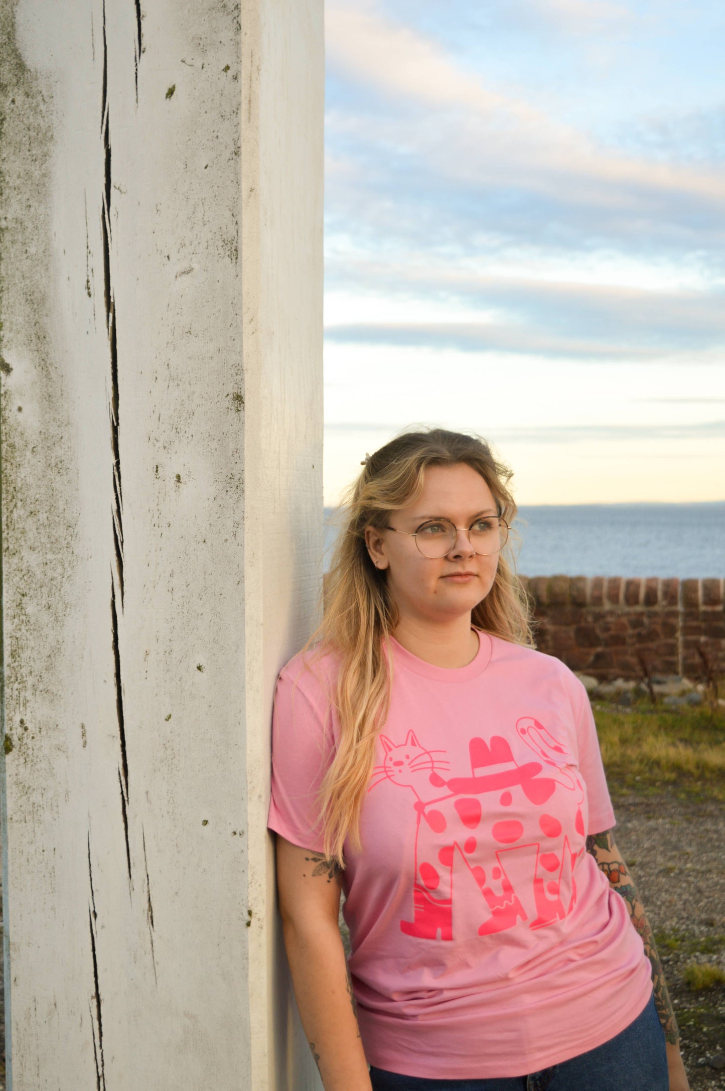 Cowboy Cat T-shirt - Bubblegum Colour