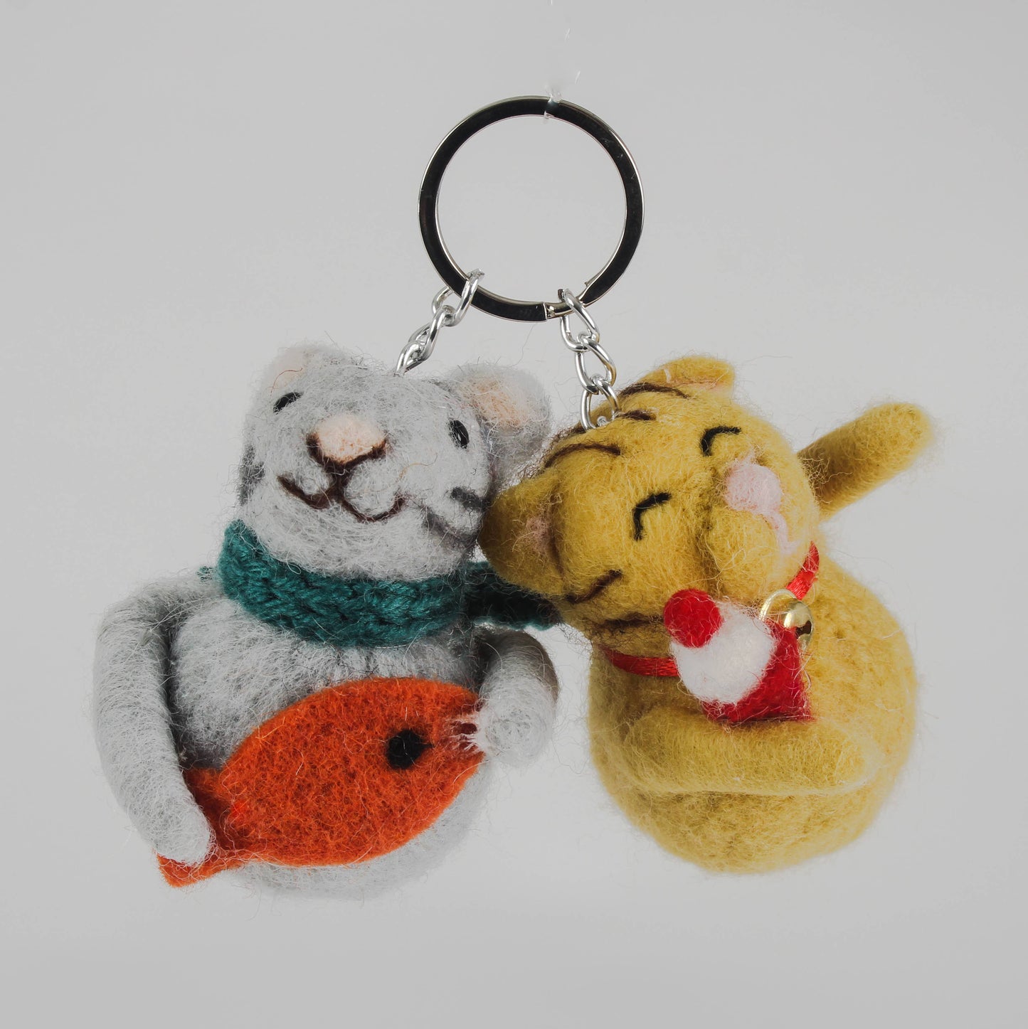 Two Cats - Felt Friendship Keyring