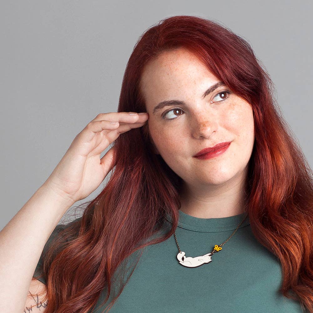 Cat Necklace with a butterfly