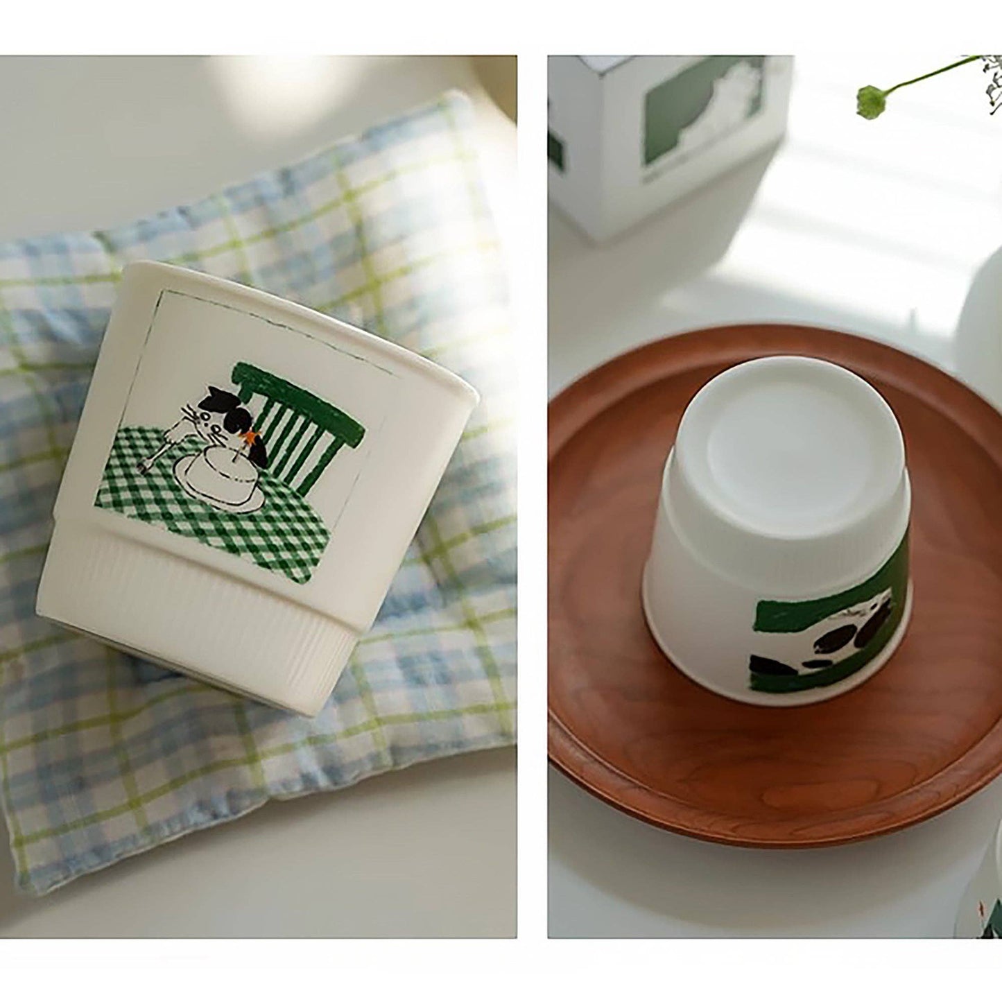 Ceramic mug set with cute cat designs