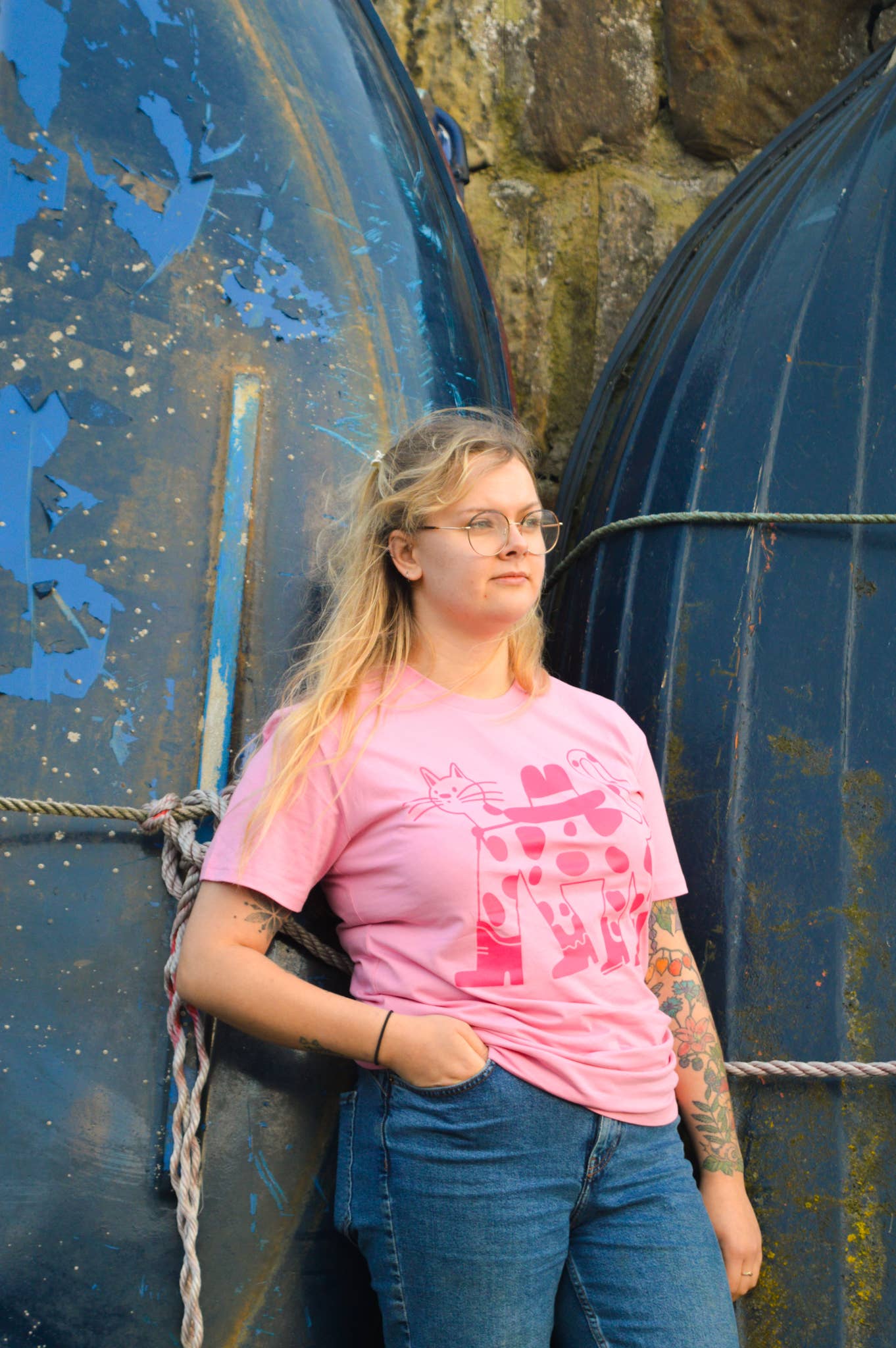 Cowboy Cat T-shirt - Bubblegum Colour