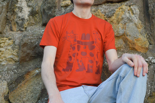 Cowboy Cat T-shirt - Autumn Colour