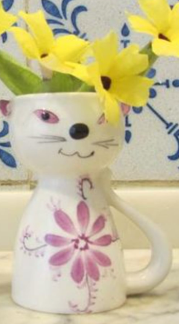 Vintage Portuguese Ceramic Cat Egg Cups