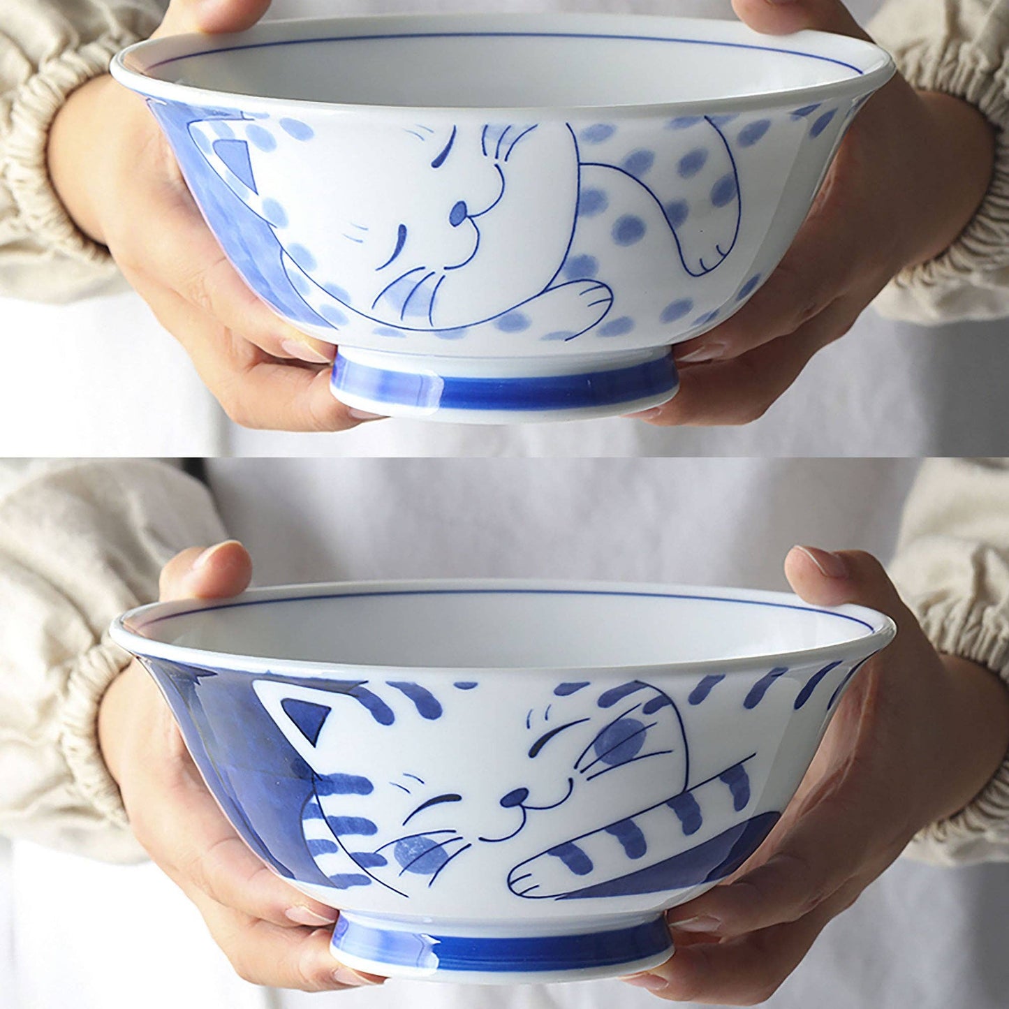 Ramen bowl with spotted cat design